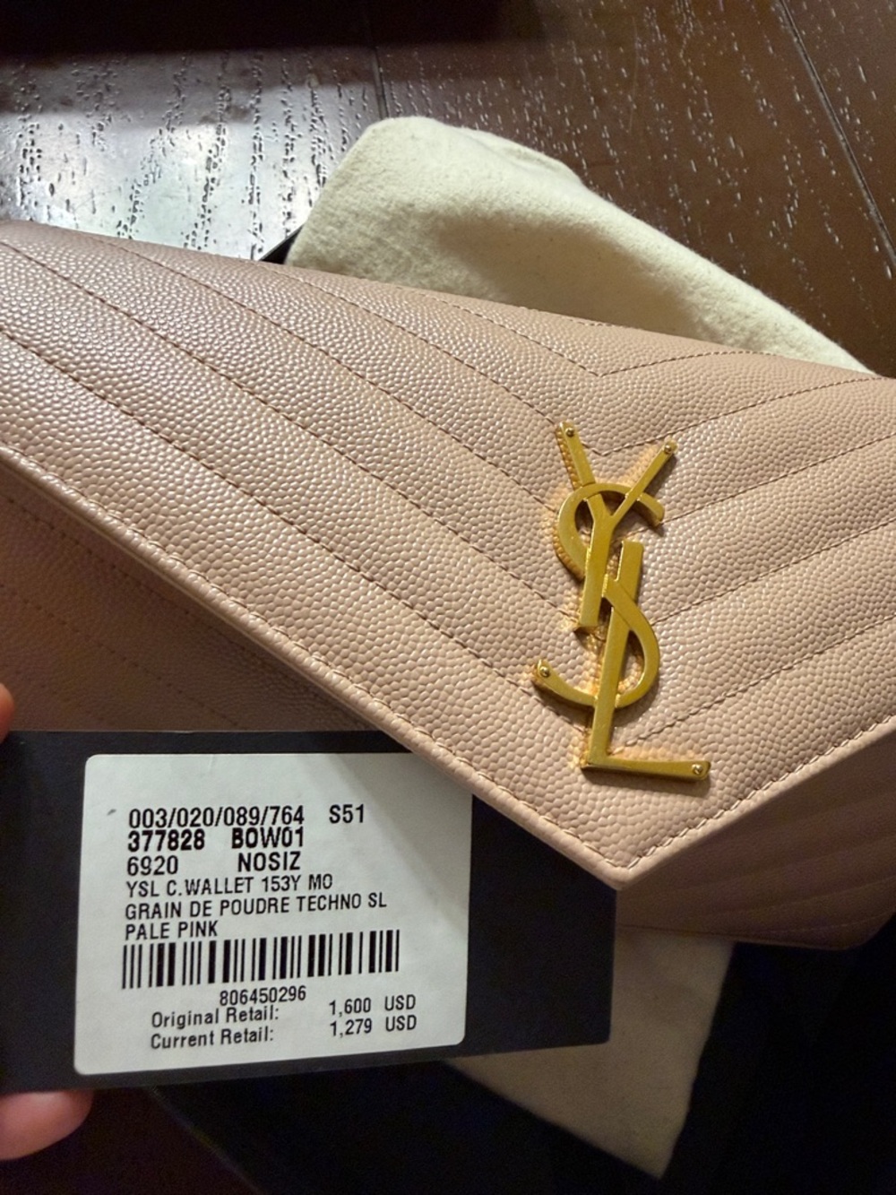 Saint Laurent Navy Blue Retail Bag with White Logo - Picture 6 of 8